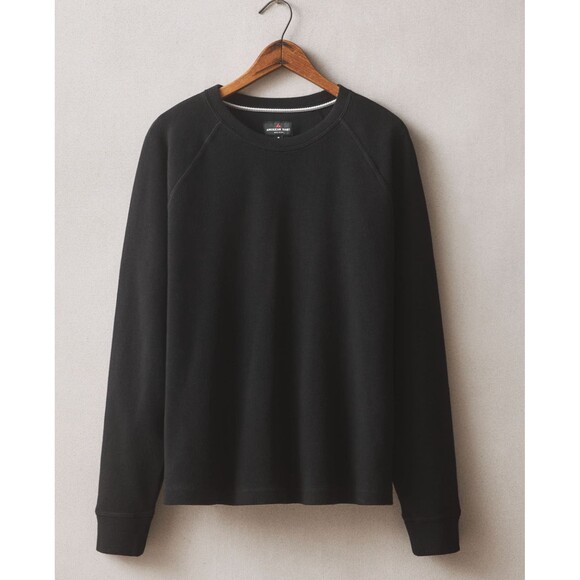 American Giant Shirt Men Small Black French Rib Crew Knit Long Sleeve Raglan NEW - Picture 1 of 7